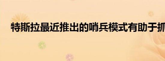 特斯拉最近推出的哨兵模式有助于抓小偷