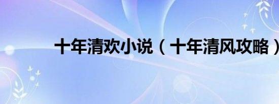 十年清欢小说（十年清风攻略）