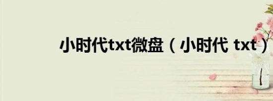 小时代txt微盘（小时代 txt）