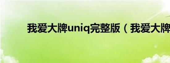 我爱大牌uniq完整版（我爱大牌）