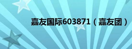 嘉友国际603871（嘉友团）