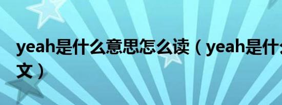 yeah是什么意思怎么读（yeah是什么意思中文）