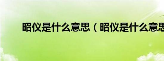 昭仪是什么意思（昭仪是什么意思）