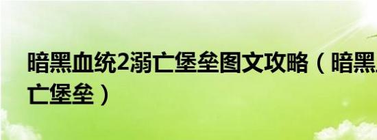 暗黑血统2溺亡堡垒图文攻略（暗黑血统2溺亡堡垒）