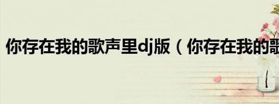 你存在我的歌声里dj版（你存在我的歌声里）