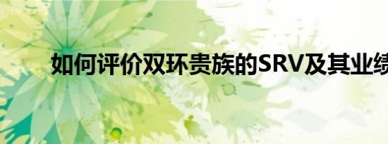 如何评价双环贵族的SRV及其业绩？