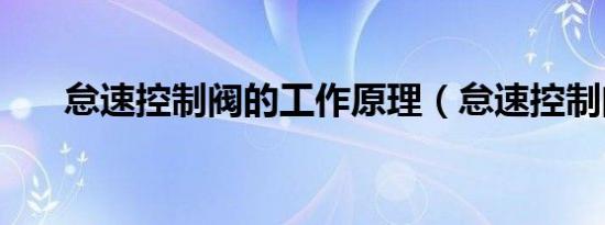 怠速控制阀的工作原理（怠速控制阀）