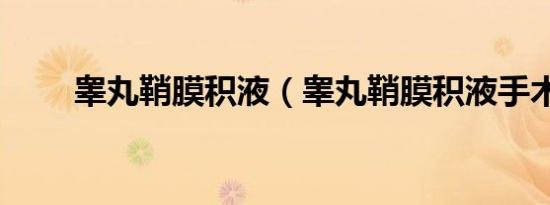 睾丸鞘膜积液（睾丸鞘膜积液手术）