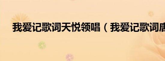 我爱记歌词天悦领唱（我爱记歌词唐宁）