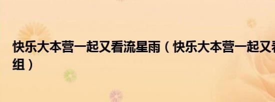 快乐大本营一起又看流星雨（快乐大本营一起又看流星雨剧组）
