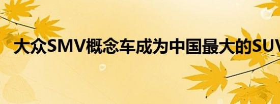 大众SMV概念车成为中国最大的SUV品牌