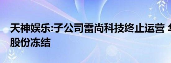天神娱乐:子公司雷尚科技终止运营 华晔宝春股份冻结