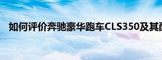 如何评价奔驰豪华跑车CLS350及其配置？