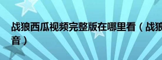 战狼西瓜视频完整版在哪里看（战狼 西瓜影音）