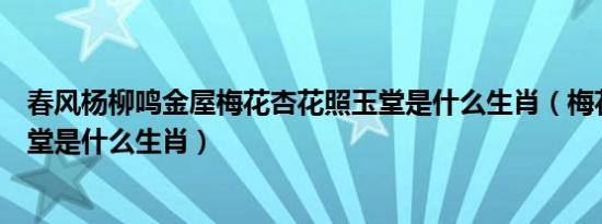 春风杨柳鸣金屋梅花杏花照玉堂是什么生肖（梅花杏花照玉堂是什么生肖）