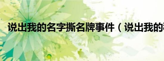 说出我的名字撕名牌事件（说出我的秘密）