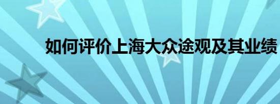 如何评价上海大众途观及其业绩？