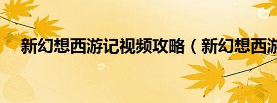 新幻想西游记视频攻略（新幻想西游记）
