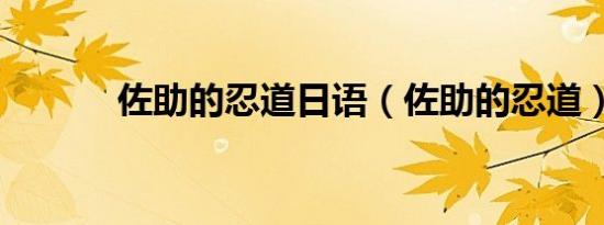 佐助的忍道日语（佐助的忍道）