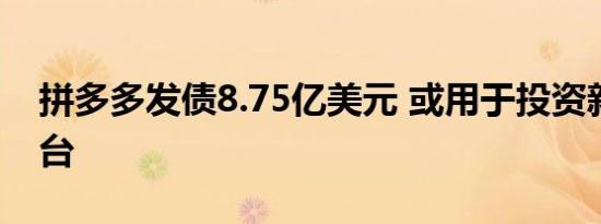 拼多多发债8.75亿美元 或用于投资新物流平台