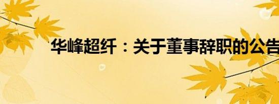 华峰超纤：关于董事辞职的公告