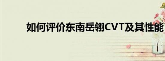如何评价东南岳翎CVT及其性能？