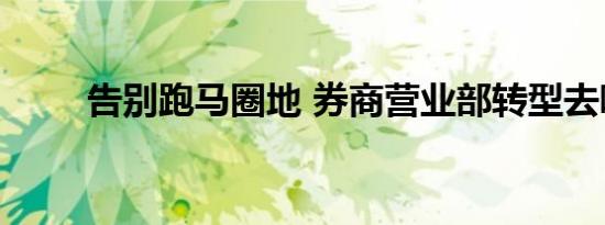 告别跑马圈地 券商营业部转型去哪