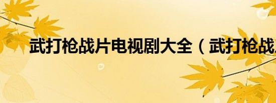 武打枪战片电视剧大全（武打枪战片）