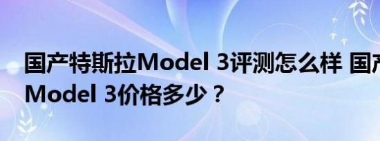 国产特斯拉Model 3评测怎么样 国产特斯拉Model 3价格多少？