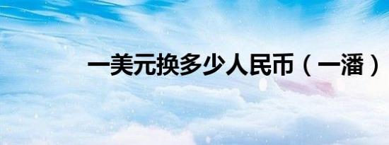 一美元换多少人民币（一潘）