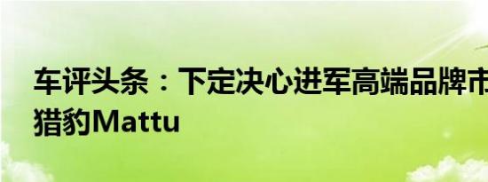 车评头条：下定决心进军高端品牌市场 试驾猎豹Mattu