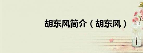 胡东风简介（胡东风）