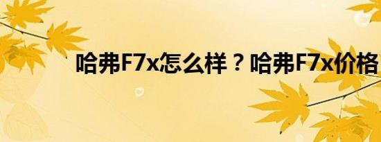 哈弗F7x怎么样？哈弗F7x价格