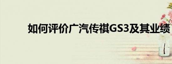 如何评价广汽传祺GS3及其业绩？