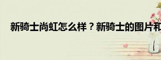 新骑士尚虹怎么样？新骑士的图片和价格