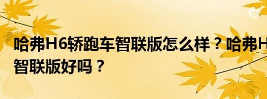 哈弗H6轿跑车智联版怎么样？哈弗H6轿跑车智联版好吗？