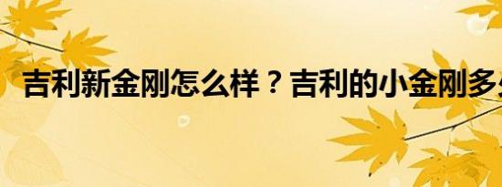 吉利新金刚怎么样？吉利的小金刚多少钱？