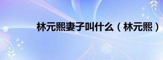 林元熙妻子叫什么（林元熙）
