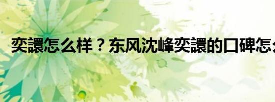 奕譞怎么样？东风沈峰奕譞的口碑怎么样？