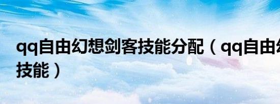 qq自由幻想剑客技能分配（qq自由幻想剑客技能）