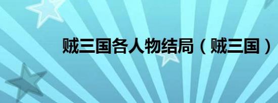 贼三国各人物结局（贼三国）