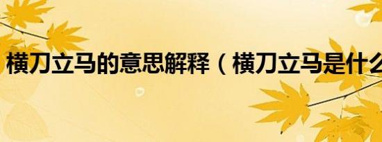 横刀立马的意思解释（横刀立马是什么意思）