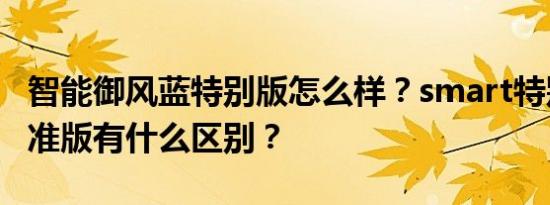 智能御风蓝特别版怎么样？smart特别版和标准版有什么区别？