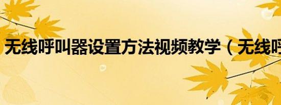 无线呼叫器设置方法视频教学（无线呼叫器）