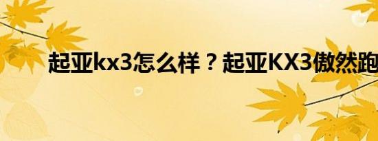 起亚kx3怎么样？起亚KX3傲然跑价