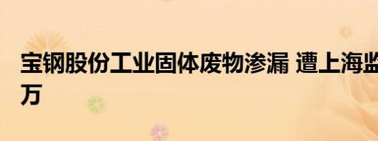 宝钢股份工业固体废物渗漏 遭上海监管罚9.5万