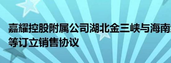 嘉耀控股附属公司湖北金三峡与海南红塔卷烟等订立销售协议