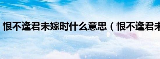 恨不逢君未嫁时什么意思（恨不逢君未嫁时）