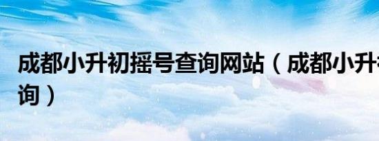 成都小升初摇号查询网站（成都小升初摇号查询）