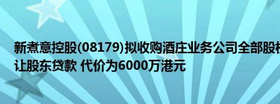 新煮意控股(08179)拟收购酒庄业务公司全部股权及承接转让股东贷款 代价为6000万港元